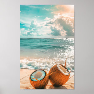 Tropical Summer Vibes Poster - Strandtafereel met 