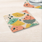Tropical & Summer Vibes Square Paper Coaster Kartonnen Onderzetters (Schuin)