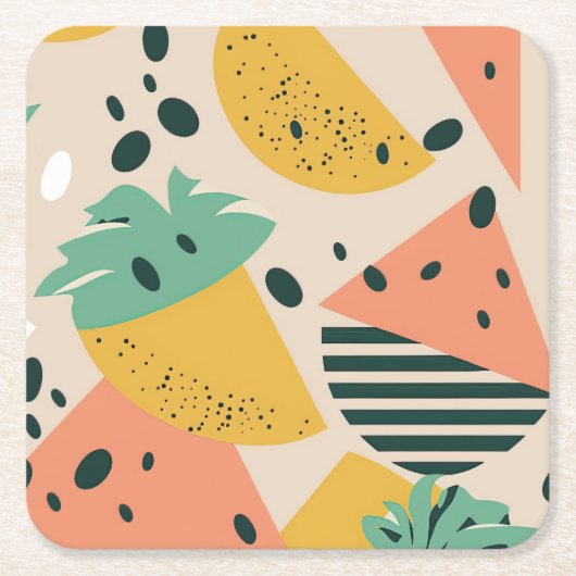 Tropical & Summer Vibes Square Paper Coaster Kartonnen Onderzetters (Voorkant)