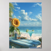 Tropical Sunflower Beach Wall Art | Ocean Print"  Poster (Voorkant)