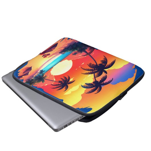 "TROPICAL SUNRISE AT THE BEACH" van Babe Monet Art Laptop Sleeve (Voorkant onderkant)