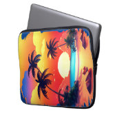 "TROPICAL SUNRISE AT THE BEACH" van Babe Monet Art Laptop Sleeve (Voorkant Links)