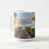 Tropical Sunrise Boardwalk Ceramic Mug 15oz Koffiemok (Voorkant links)