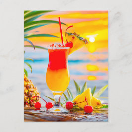 Tropical Sunrise – Sunset Cocktail Feestdagenkaart