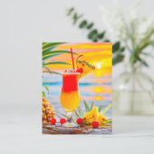 Tropical Sunrise – Sunset Cocktail Feestdagenkaart (Staand voorkant)