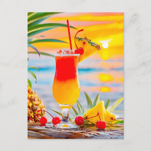 Tropical Sunrise – Sunset Cocktail Feestdagenkaart (Voorkant)
