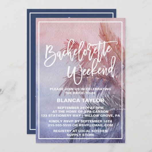 Tropical Sunset Bachelorette Weekend Kaart (Voorkant / Achterkant)