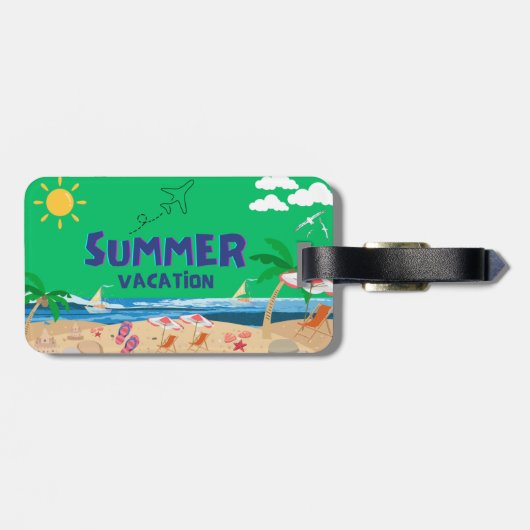 Tropical Sunset Bagagelabel op Zazzle: (Achterkant horizontaal)