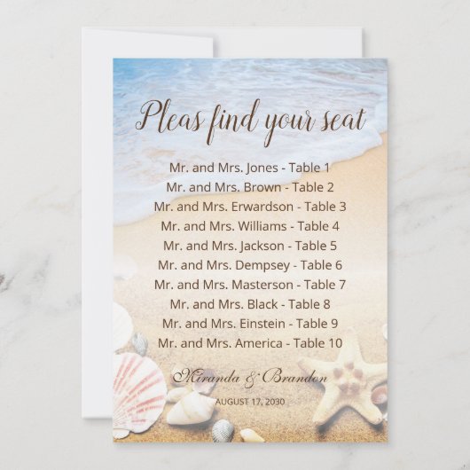 Tropical Sunset Beach Bruiloft Zitkaart Kaart (Achterkant)