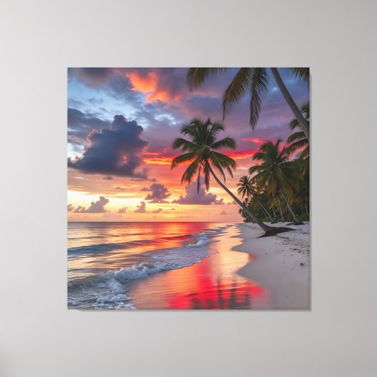 tropical sunset beach canvas afdruk (Voorkant)