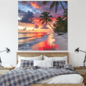 tropical sunset beach canvas afdruk (Insitu (Slaapkamer))
