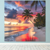 tropical sunset beach canvas afdruk (Insitu (Houten vloer))