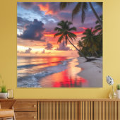 tropical sunset beach canvas afdruk (Insitu (Woonkamer))