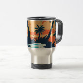 Tropical Sunset Beach Coffee Mug – Relaxing Palm Reisbeker (Voorkant rechts)