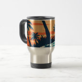 Tropical Sunset Beach Coffee Mug – Relaxing Palm Reisbeker (Voorkant links)