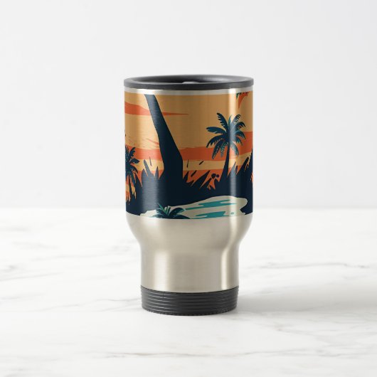 Tropical Sunset Beach Coffee Mug – Relaxing Palm Reisbeker (Center)