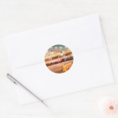 Tropical Sunset Beach Dank u bruiloft gunst Ronde Sticker (Envelop)