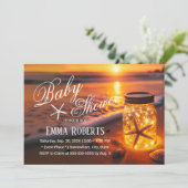Tropical Sunset Beach Gloeiende Jar Baby shower Kaart (Staand voorkant)