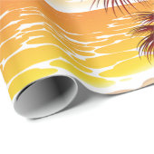 Tropical Sunset Beach Palm Tree Island Cadeaupapier (Rol Hoek)