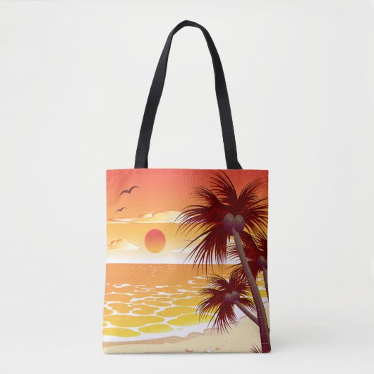 Tropical Sunset Beach Palm Tree Island Tote Bag (Voorkant)