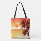 Tropical Sunset Beach Palm Tree Island Tote Bag (Achterkant)