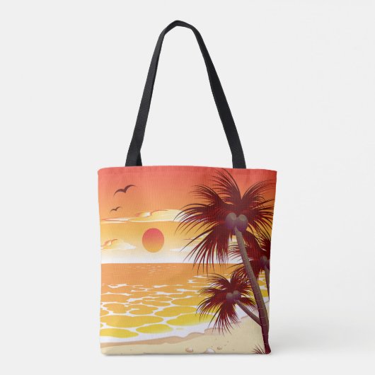 Tropical Sunset Beach Palm Tree Island Tote Bag (Achterkant)