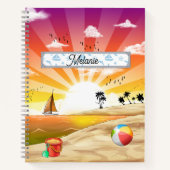 Tropical Sunset Beach, palmbomen & zee op maat Notitieboek (Voorkant)