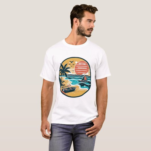 Tropical Sunset Beach Paradise T-shirt (Voorkant volledig)