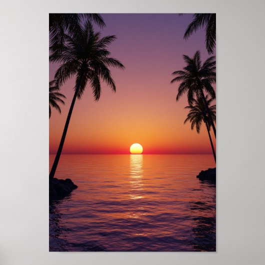 Tropical Sunset Beach Poster (Voorkant)