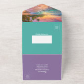 Tropical Sunset Beach QR-code Oceaan All In One Uitnodiging (Buitenkant)