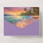 Tropical Sunset Beach QR-code Oceaan All In One Uitnodiging (Achterkant)