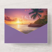 Tropical Sunset Beach QR-code Oceaan All In One Uitnodiging (Achterkant)