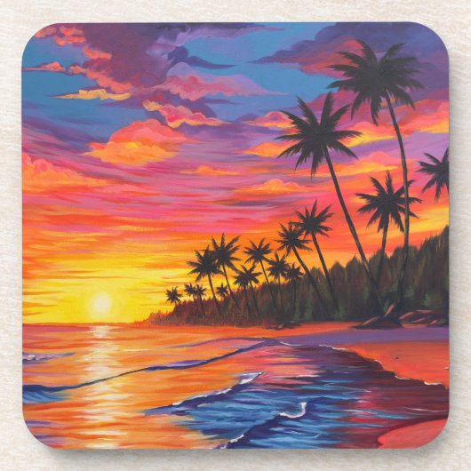 Tropical Sunset Beverage Coaster Bier Onderzetter (Voorkant)