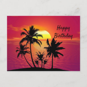 Tropical Sunset Birthday Briefkaart