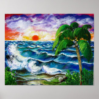 Tropical Sunset, Caribbean, Puerto Rico Poster