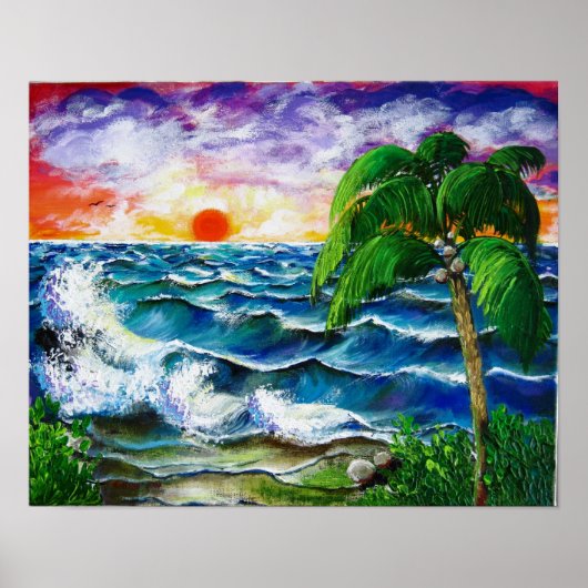 Tropical Sunset, Caribbean, Puerto Rico Poster (Voorkant)