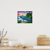 Tropical Sunset, Caribbean, Puerto Rico Poster (Keuken)