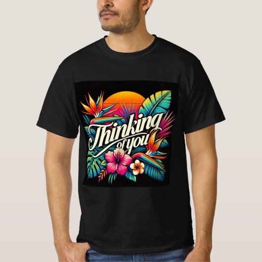 Tropical Sunset Denken aan je Mannen Tshirt (Voorkant)
