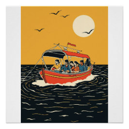 Tropical Sunset Escape – Minimalist Palm Tree Wall Perfect Poster