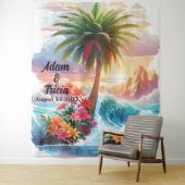 Tropical Sunset Escape Wedding Backdrop Wandkleed (In situ)