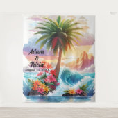 Tropical Sunset Escape Wedding Backdrop Wandkleed (Voorkant)