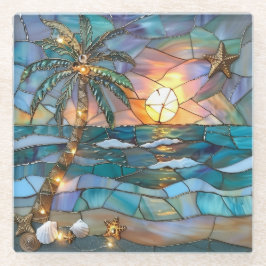 Tropical Sunset Glass Coaster Glazen Onderzetter