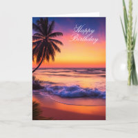 Tropical Sunset Happy Birthday Kaart