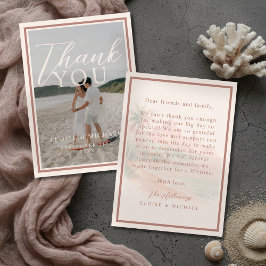 Tropical Sunset Island Beach Wedding Photo Bedankkaart