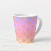 Tropical Sunset Island Meisje Roze Palmboom Latte Mok (Rechterhoek)