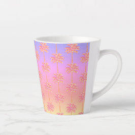 Tropical Sunset Island Meisje Roze Palmboom Latte Mok