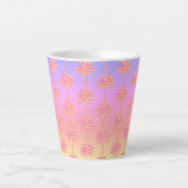 Tropical Sunset Island Meisje Roze Palmboom Latte Mok (Voorkant)