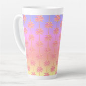 Tropical Sunset Island Meisje Roze Palmboom Latte Mok (Linkerhoek)