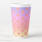 Tropical Sunset Island Meisje Roze Palmboom Latte Mok (Voorkant)