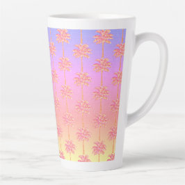Tropical Sunset Island Meisje Roze Palmboom Latte Mok